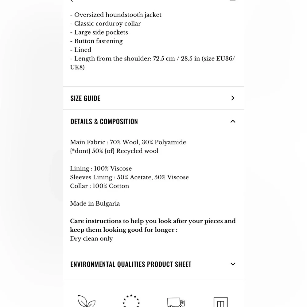 Sézane Houndstooth Will Jacket with Tan Corduroy Collar - Picture 8 of 8